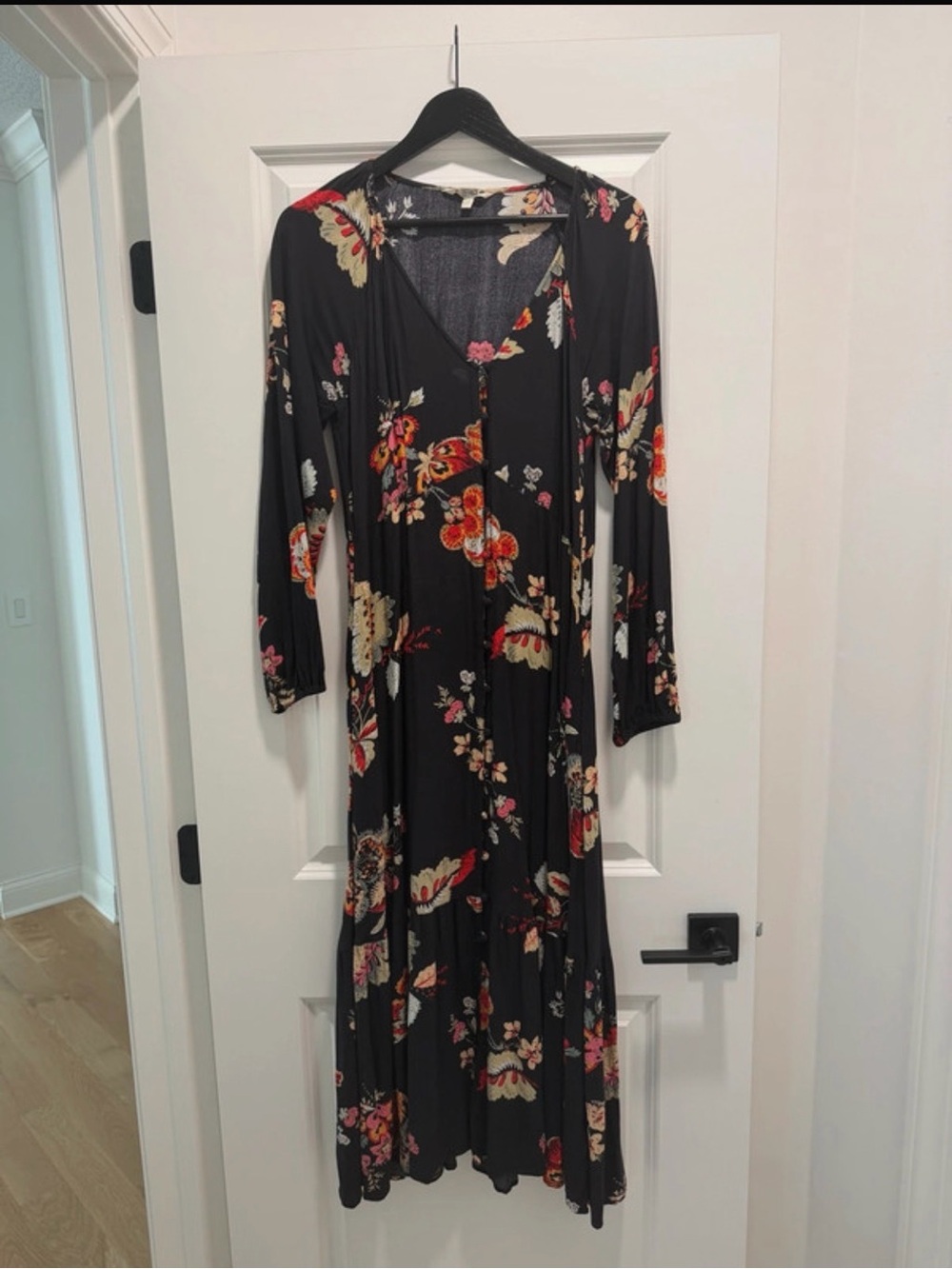 FatFace Black Floral Midi Dress